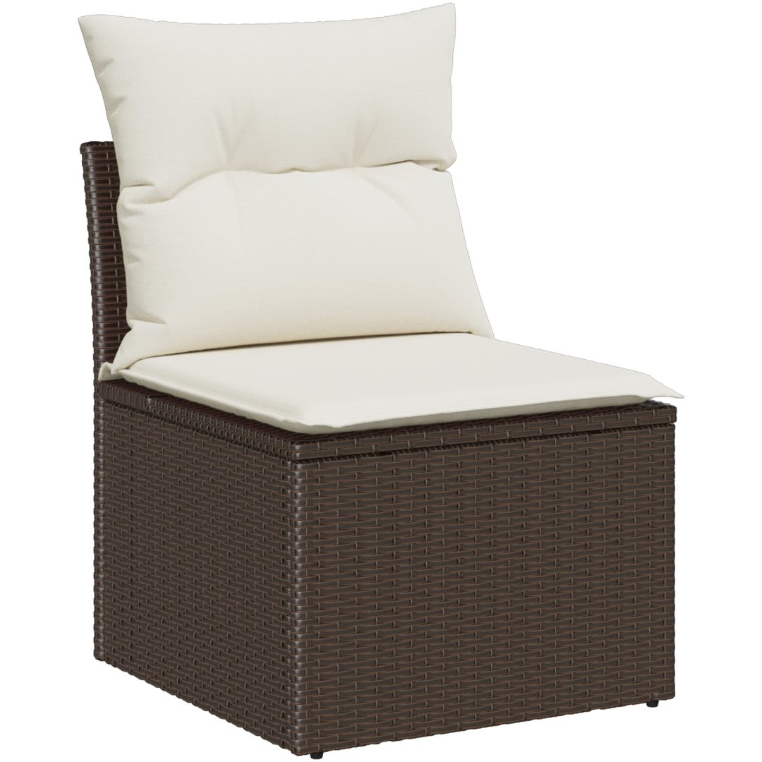 10-delars Trädgårdsoff-set med kuddar Brun Poly Rott vidaXL Stor – bild 5