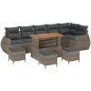 10-delars trädgårdsoff set med kuddar Grå Poly Rattan Akacia vidaXL Stor – miniatyr 2