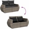 10-delars trädgårdsoff set med kuddar Grå Poly Rattan Akacia vidaXL Stor – miniatyr 11