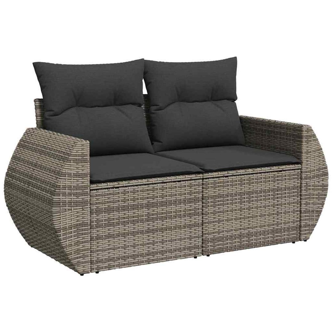 10-delars trädgårdsoff set med kuddar Grå Poly Rattan Akacia vidaXL Stor – bild 5