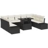 10-delars trädgårdsoff-set med kuddar i svart polyrotting vidaXL 100 x 55 x 73 cm – miniatyr 2