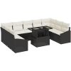 10-delars trädgårdsoff set med kuddar i svart polyrotting vidaXL 100 x 55 x 73 cm – miniatyr 2