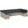 10-delars Trädgårdsoff Set med Kuddar Ljusgrå Poly-rotning vidaXL 344 x 178,5 x 85 cm – miniatyr 2