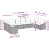 10-delars Trädgårdsoff Set med Kuddar Ljusgrå Poly-rotning vidaXL 344 x 178,5 x 85 cm – miniatyr 8