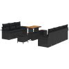 10 Delars Trädgårdsoffa Set med Kuddar Svart Poly Rattan Akacia vidaXL Stor – miniatyr 2