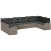 10-delars trädgårdsoffagrupp med kuddar i grå poly rattan vidaXL 344 x 179 x 85 cm – miniatyr 2