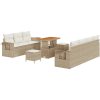 10-delars trädgårdsoffan med kuddar Beige Polyrotting Akacia vidaXL Stor – miniatyr 2