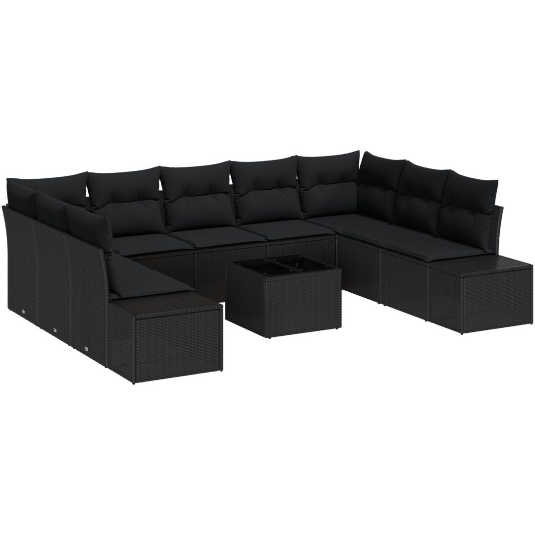 10-delars Trädgårdsoffaset med Kuddar Beige Poly Rattan vidaXL 55 x 55 x 37 cm – bild 2