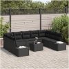 10-delars Trädgårdsoffaset med Kuddar Beige Poly Rattan vidaXL 55 x 55 x 37 cm – miniatyr 3