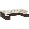 10-delars Trädgårdsoffaset med Kuddar Brun Poly Rattan vidaXL 344 x 209 x 69 cm – miniatyr 2