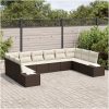 10-delars Trädgårdsoffaset med Kuddar Brun Poly Rattan vidaXL 344 x 209 x 69 cm – miniatyr 3