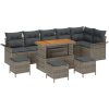 10-delars trädgårdsoffaset med kuddar grå poly rattan akacia vidaXL Stor – miniatyr 2