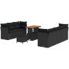 10 Delars Trädgårdsoffaset med Kuddar Svart Poly Rattan Akacia vidaXL Medel – miniatyr 2