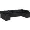 10 Delars Trädgårdsoffaset Med Kuddar Svart Poly Rattan vidaXL Stor – miniatyr 2
