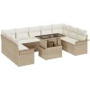 10-delars trädgårdsoffasett med kuddar i beige poly-rattan vidaXL 100 x 55 x 73 cm – miniatyr 2