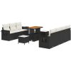 10-delars Trädgårdsoffasett med Kuddar Svart Poly Rattan vidaXL Stor – miniatyr 2