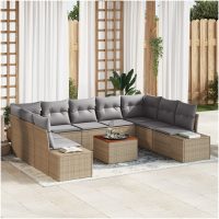 10-delars Trädgårdsoffgrupp 10 pcs Beige, ljusgrå vidaXL