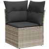 10-delars trädgårdsoffgrupp med kuddar - Grå polyrotting vidaXL 55 x 55 x 37 cm – miniatyr 6
