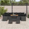 10-delars trädgårdsoffgrupp med kuddar svart poly rattan akacia vidaXL Standard – miniatyr 3