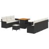 10 Delars Trädgårdsoffgrupp med Kuddar Svart Poly Rattan Akacia vidaXL Stor – miniatyr 2