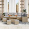 10-delars trädgårdsoffset med kuddar Beige Poly Rattan Akacia vidaXL Medium – miniatyr 3
