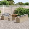 10 Delars Trädgårdsoffset med Kuddar Beige Poly Rattan Akacia vidaXL Medium – miniatyr 3