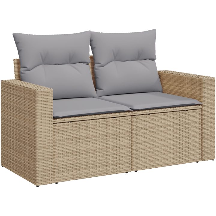 10 Delars Trädgårdsoffset med Kuddar Beige Poly Rattan Akacia vidaXL Medium – bild 4
