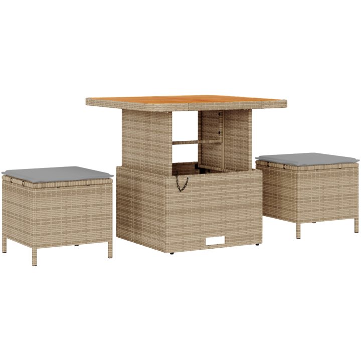 10 Delars Trädgårdsoffset med Kuddar Beige Poly Rattan Akacia vidaXL Medium – bild 6
