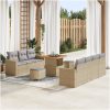 10 Delars Trädgårdsoffset med Kuddar Beige Poly Rattan Akacia vidaXL Medium – miniatyr 1