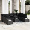 10-delars Trädgårdsoffset med kuddar Beige Poly-rattan vidaXL 289 x 209 x 85 cm – miniatyr 1