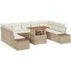 10-delars trädgårdsoffset med kuddar, beige polyrotting vidaXL 100 x 55 x 73 cm – miniatyr 2