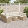 10 Delars Trädgårdsoffset med Kuddar Brown Poly Rattan vidaXL 289 x 179 x 85 cm – miniatyr 3