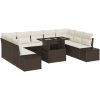 10 Delars Trädgårdsoffset med kuddar, brun poly rattan vidaXL 100 x 55 x 73 cm – miniatyr 2