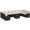 10-delars trädgårdsoffset med kuddar, brun poly rattan. vidaXL 344 x 179 x 85 cm – miniatyr 2