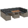 10-delars trädgårdsoffset med kuddar, grå polyrotang vidaXL 100 x 55 x 73 cm – miniatyr 2