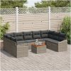 10-delars trädgårdsoffset med kuddar i grå poly rattan vidaXL 55 x 55 x 37 cm – miniatyr 3