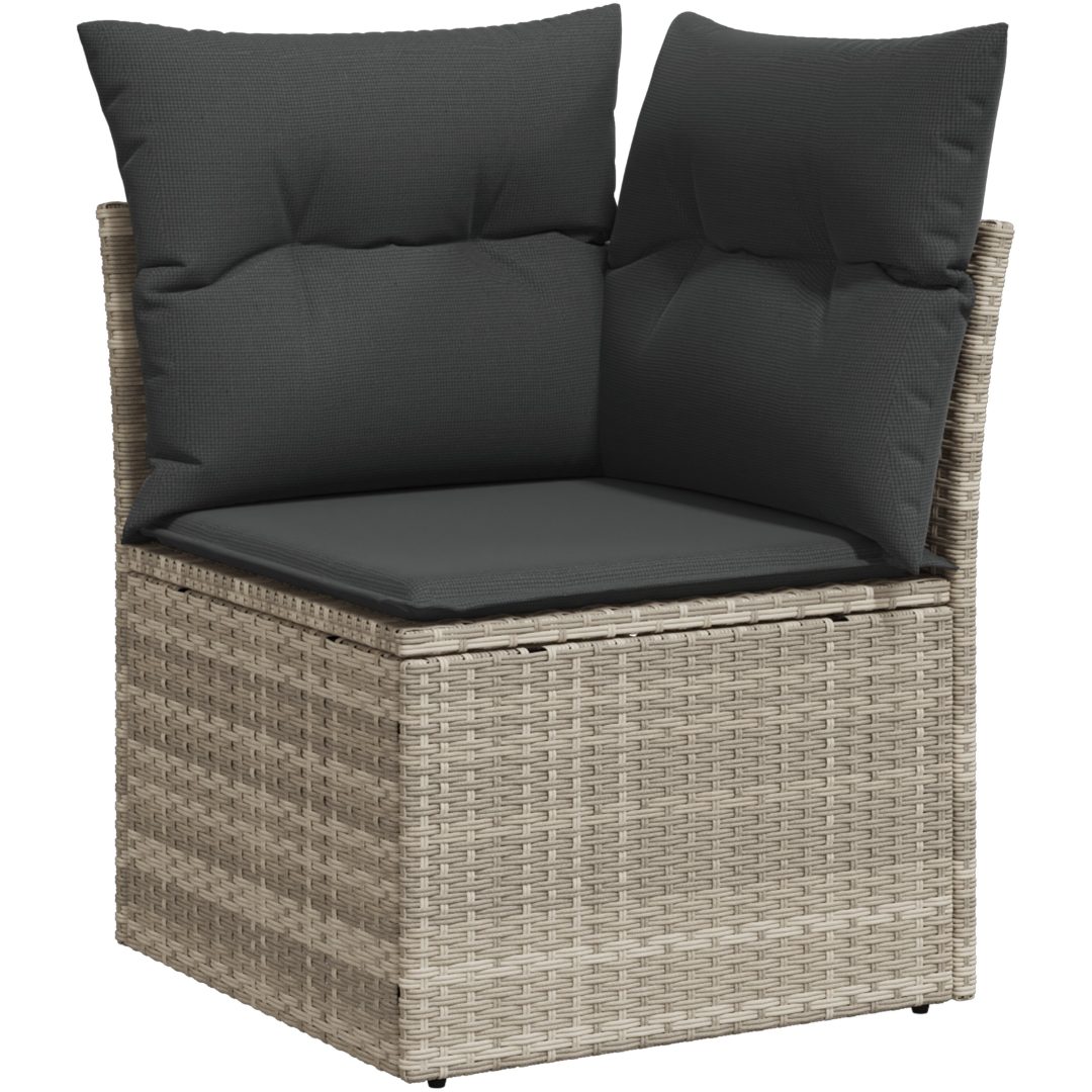 10-delars trädgårdsoffset med kuddar i ljusgrå polyrotangräns vidaXL 100 x 55 x 73 cm – bild 7