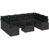 10-delars trädgårdsoffset med kuddar i svart poly-rattan vidaXL 100 x 55 x 73 cm – miniatyr 2