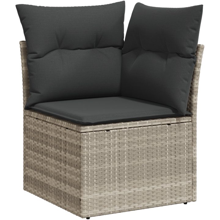 10-delars trädgårdsoffset med kuddar Ljusgrå poly rotting vidaXL Stort – bild 7
