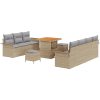 10 Delars Trädgårdsoffuppsättning med Kuddar Beige Poly Rotting Akacia vidaXL Stor – miniatyr 2