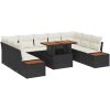 10-delars trädgårdsset med dynor i svart poly-rattan och akacia vidaXL 100 x 55 x 73 cm – miniatyr 2