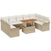 10-delars trädgårdsset med kuddar, beige poly-rattan och akacia. vidaXL 100 x 55 x 73 cm – miniatyr 2