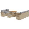 10-delars trädgårdssoffa-set med kuddar beige polyrotting akacia vidaXL 6 - Sits – miniatyr 2