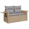 10-delars trädgårdssoffa-set med kuddar beige polyrotting akacia vidaXL 6 - Sits – miniatyr 6