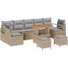 10-delars trädgårdssoffgrupp med kuddar i beige polyrotting vidaXL Stor – miniatyr 2