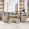 10-delars trädgårdssoffset med kuddar beige poly rattan acacia vidaXL Fullstorlek – miniatyr 3