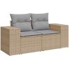 10-delars trädgårdssoffset med kuddar beige poly rattan acacia vidaXL Fullstorlek – miniatyr 6