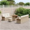 10 Delars Trädgårdssoffset med Kuddar Beige Poly Rattan Akacia vidaXL Stor – miniatyr 3