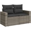 10 Delars Trädgårdssoffset med Kuddar Grå Poly Rattan Akacia vidaXL Medium – miniatyr 2