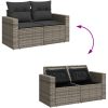 10 Delars Trädgårdssoffset med Kuddar Grå Poly Rattan Akacia vidaXL Medium – miniatyr 8